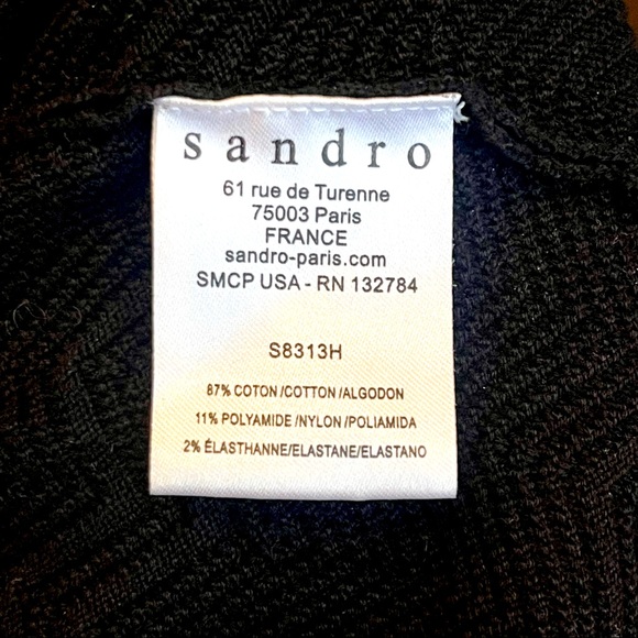 SANDRO | Black Knit Chevron Ribbed Peplum Sweater | Size: Sandro 3 (Large) - Picture 7 of 9
